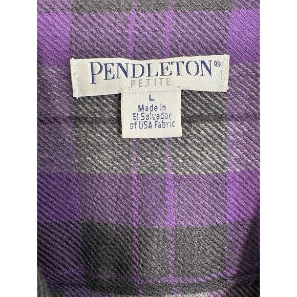 Women’s VTG PENDLETON Limited Edition 49er Purple Plaid Wool Shirt Jacket Sz PL - Picture 4 of 13